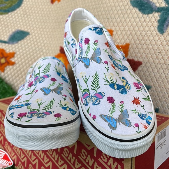 Vans Classic Slip On Butterfly Floral Marshmallow/True White Men’s sneake… - Picture 9 of 16
